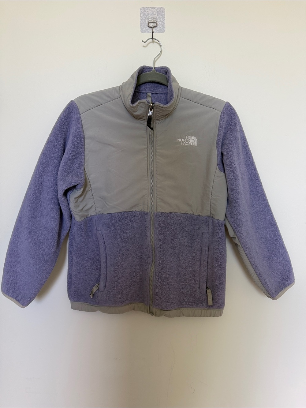 The North Face Kids Lavender and Gray Fleece Puffer Jacket